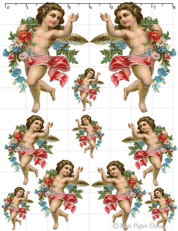 Decal Vintage Chic Shabby Cherub Angel Decals T4M  