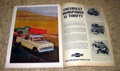 1966 Chevy Fleetside Pickup Truck Original Color Ad  