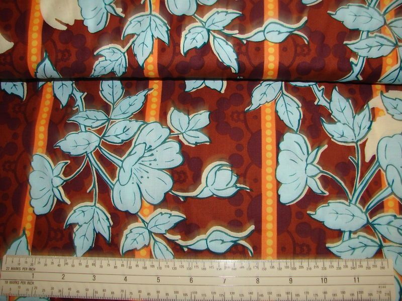 Andover Swoon Aqua Garden Gate Floral Trellis Fabric  