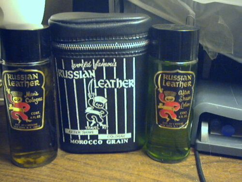   ARGENE RUSSIAN LEATHER COLOGNE & AFTERSHAVE GIFT CASE SET 4 FL OZ EACH