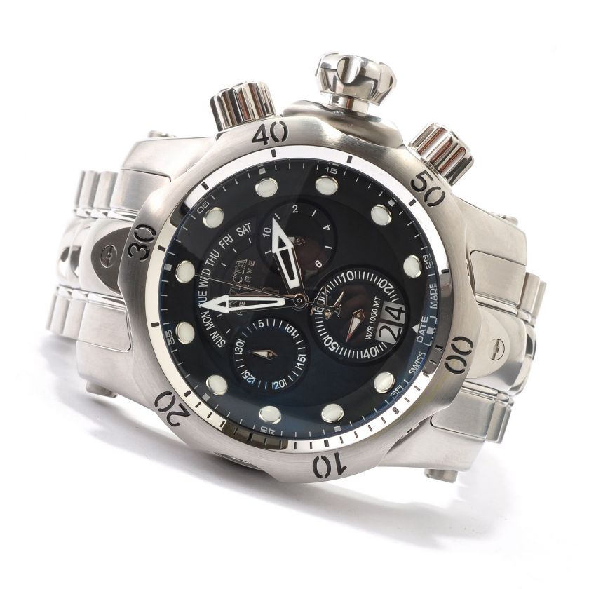 Invicta Reserve Mens Venom Watch 1539   Stainless Steel   Black Dial 