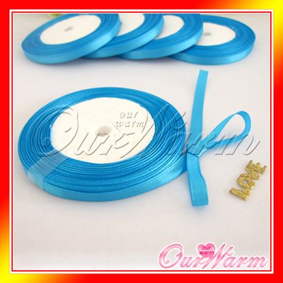 25 YDS 6mm Aqua Blue Satin Ribbon Wedding Party Colors  