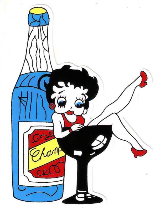 Betty Boop sitting n wine champagne glass Decal Sticker  