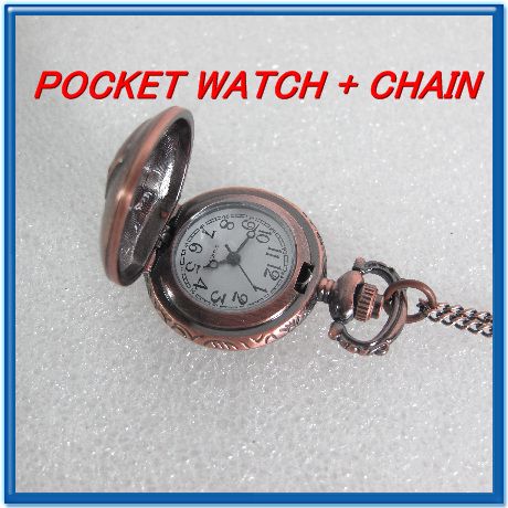 Vintage Engraved Copper Womens Quartz Pocket Watch New  