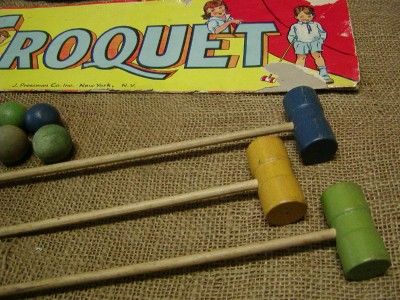 Vintage Miniature Croquet Set Antique Wooden Old Child  