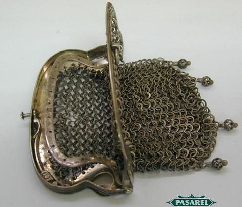 Rare Silver Peacock Mesh Purse Bag Handbag Dutch 1872  
