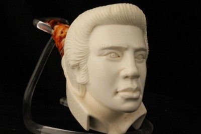 ELVIS PRESLEY Hand Made by I. BAGLAN Meerschaum Tobacco Pipe in Chest 