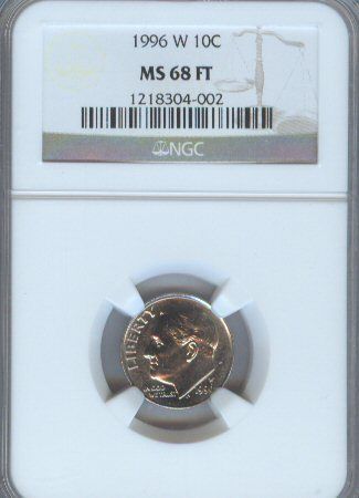 1996 W ROOSEVELT DIME NGC MS 68 FULL TORCH RARE  