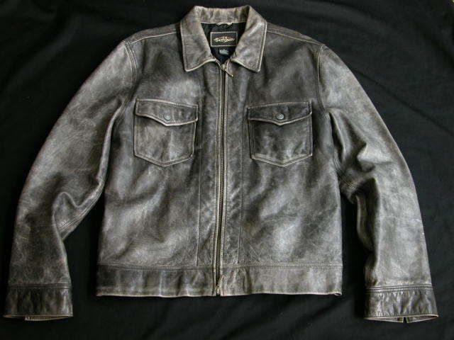 EARL JEAN Distressed Grey Leather Motorcycle Jacket Mens L  