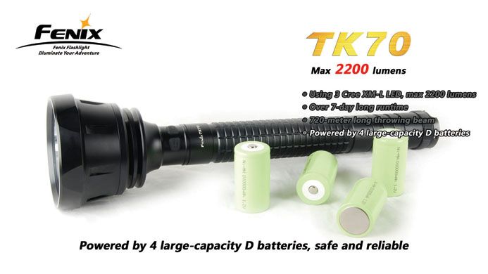 Fenix TK70 Cree 3x XM L T6 LED D Flashlight  