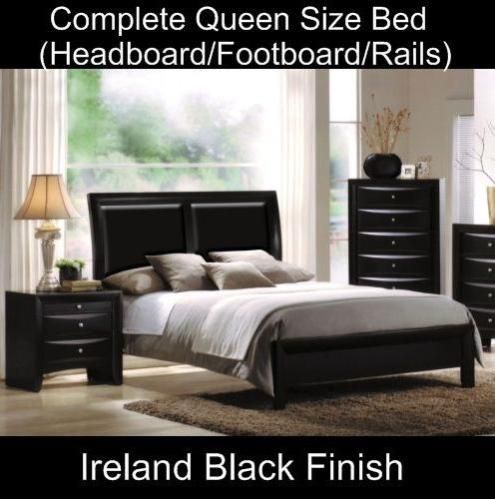 Modern Bedroom Furniture Black Queen Size Bed Frame Set  