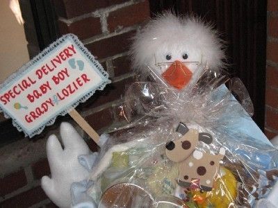 UNIQUE BABY SHOWER STORK BASKET FAVORS GIFT DECORATIONS  