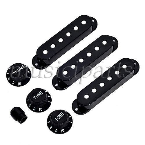 ST Pickup Covers Strat Knobs Switch Tip Black  