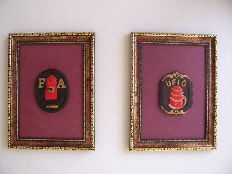 FIRE MARKS FA & UFIC Union Fire Assoc GOLD BURGANDY 6X8  