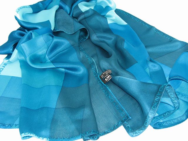 DKNY Silk Scarf / 68 X 25 (Blue)  