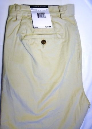   HILFIGER MENS FLAT FRONT CHINO PANTS KHAKI COLOR VARIOUS SIZES L@@K