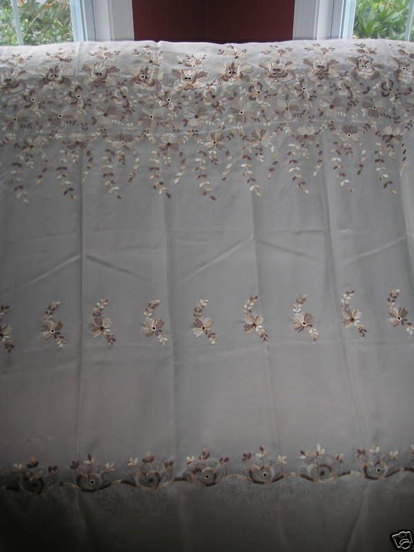 VINTAGE FLORAL EMBROIDERED SHEER PANELS S/2 84 Cream  