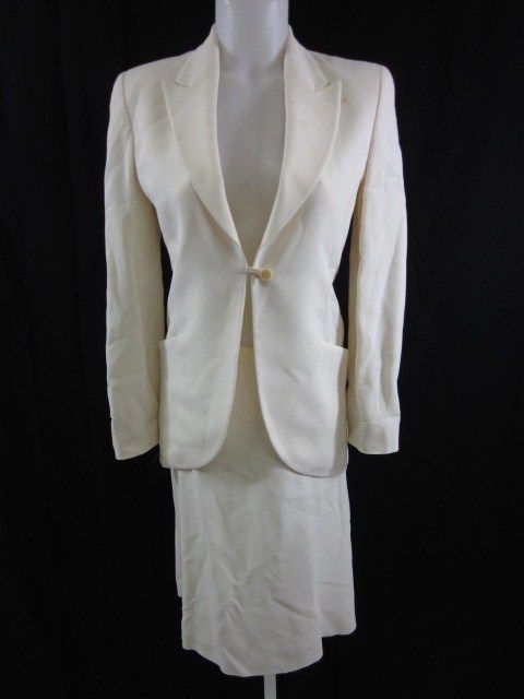 EMPORIO ARMANI Ivory Blazer Skirt Suit Sz 38  