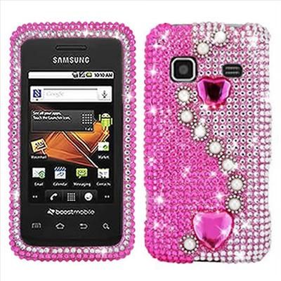 Pink Pearl Heart Bling Case Cover for Samsung Galaxy Prevail M820 