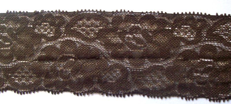 yard Stretch brown flowers Lace trim 2 1/4 No.120  