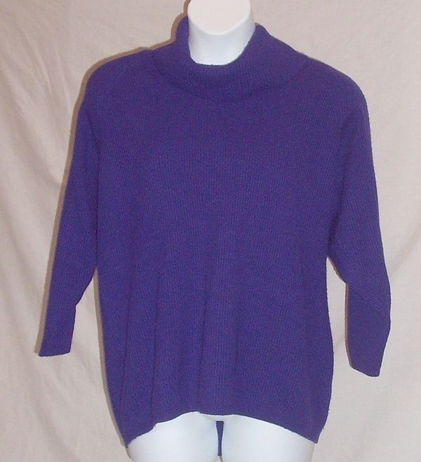 LAMBSWOOL PURPLE TURTLENECK TUNIC SWEATER sz L XL  