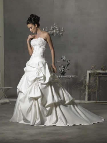 Cheap Satin White Ivory Champagne Bridal Wedding Dress Stock Size 8 10 