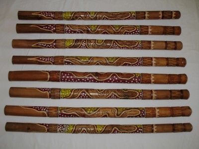 ABORIGINAL DIDJERIDU SNAKE HANDCARVED DOT PAINTINGS ART  