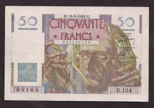 FRANCE 19 05 1949 50 FRANCS  164 **RARE YEAR**  