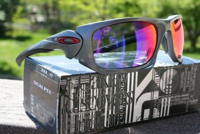 New OAKLEY Scalpel Mens Sunglasses Dark Grey + Positive Red Iridium 