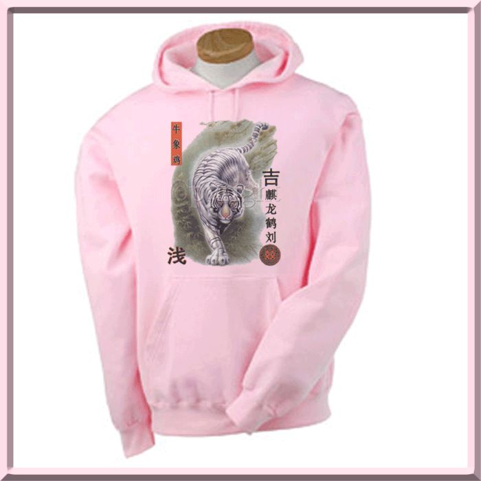 Oriental Asian White Tiger HOODIE SWEATSHIRT S 2X,3X,4X  