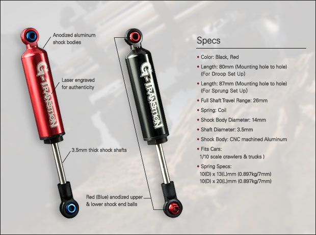 Transition Shock Red 80mm for Tamiya High Lift SCX10  