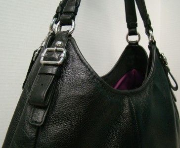 COACH 16503 LARGE MADISON BLACK LEATHER MAGGIE SHOULDER HANDBAG PURSE 