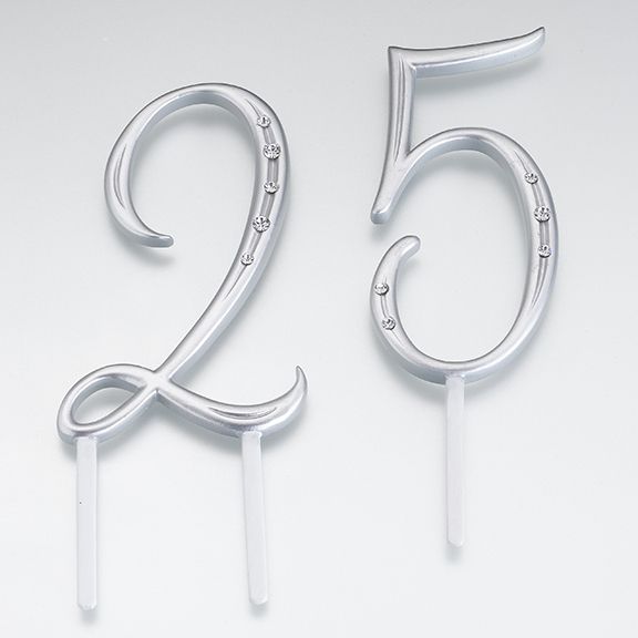   Silver Crystal Number 3 Three Birthday Anniversary Cake Topper Caketop