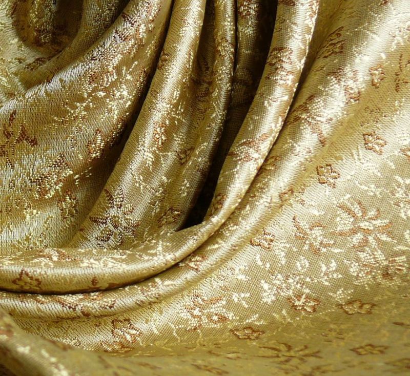 HiEND 100%SILK BROCADE MINI FLOWER COPPER GOLD 0.5Y  