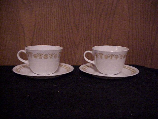 CORNING CORELLE BUTTERFLY GOLD 2 SETS CUP & SAUCER STD.  