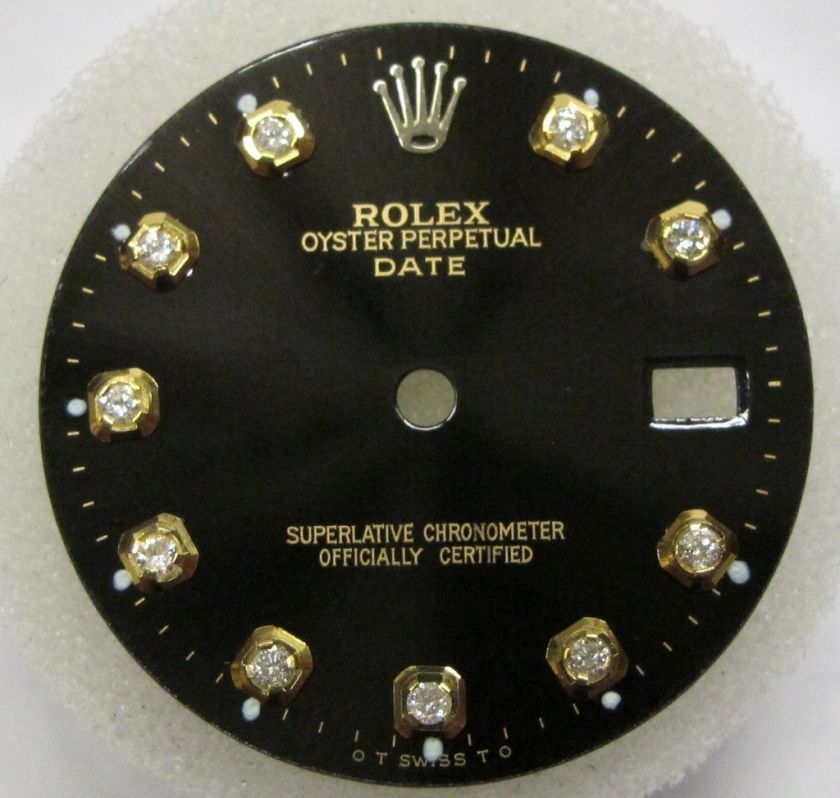 ROLEX DATE QUICKSET DIAMOND DIAL SHINY BLACK FOR GOLD  