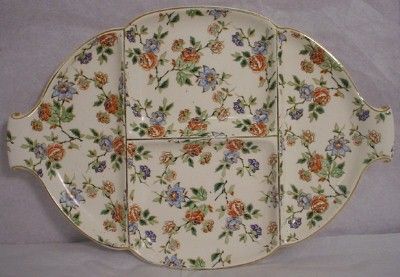 ERPHILA china ETON 4 Part Relish Dish Floral Chintz  