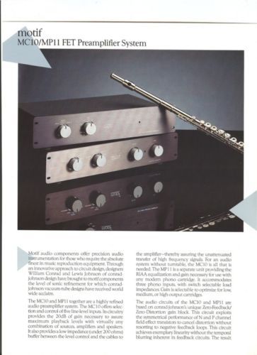 Motif MC10/MP11 PreAmp System Brochure  