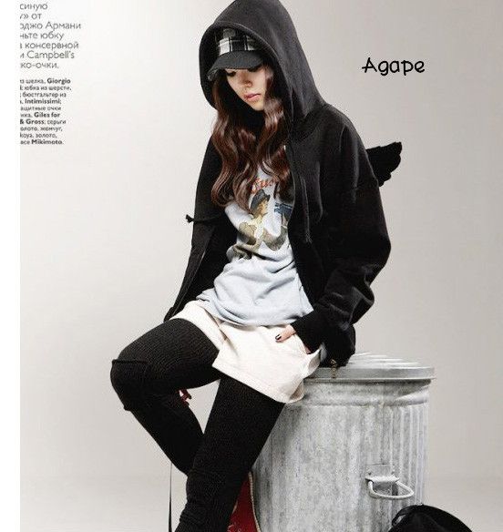 T1861 New Stylish Angel Wings Zip Up Leisure Sweatshirt Hoodie  