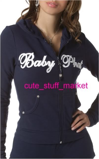 baby phat LOGO HOODY & SHORT PANTS SET NAVY NIGHT XS S  