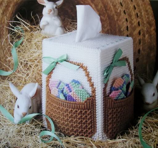 EASTER BASKET BOUTIQUE, Plastic Canvas Pattern, BOUTIQUE TISSUE BOX 