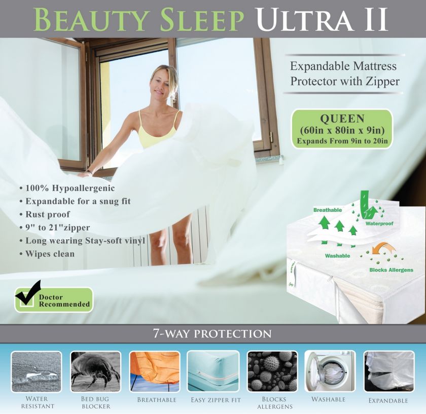 Bed Bug/Allergy Relief Waterproof Mattress Cover Expandable to 20 