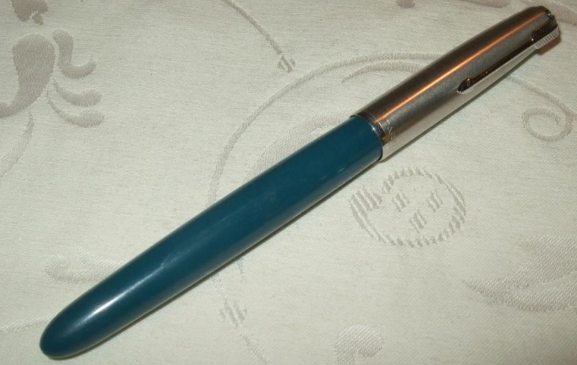 1949 PARKER 51 Fountain PEN.TEAL BLUE.Aerometric.LUSTRALOY CAP.BROAD 