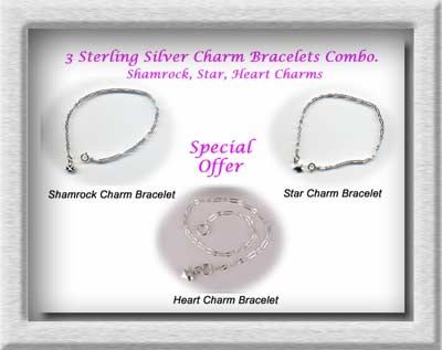 pcs sterling silver shamrock star heart charm bracelets