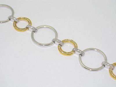 PLATINUM 18KT GOLD SILVER LINK DIAMOND SET BRACELET  