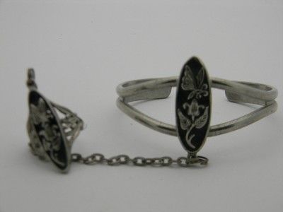Vintage G&S 86 Cuff Bracelet w/ Chain to Matching Ring  