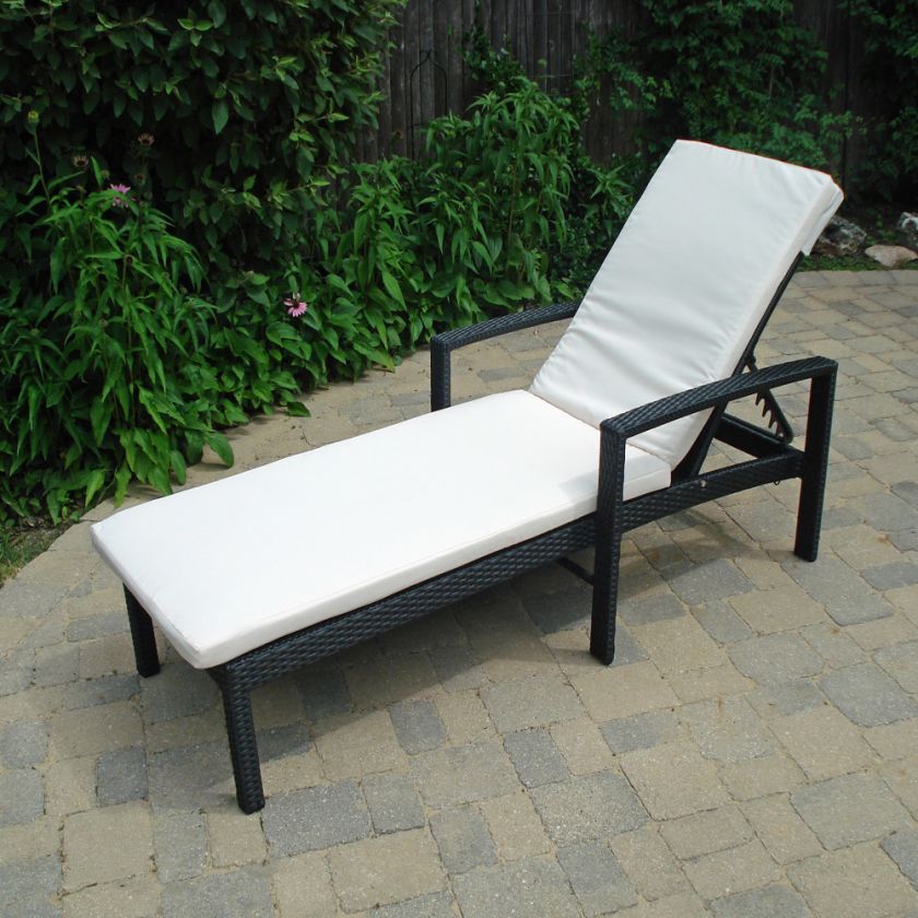 OUTDOOR WICKER PATIO FURNTURE 3pc.Chaise Lounge Set BLACK Wicker 