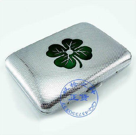 Pure copper cigarette case 16pcs reload Four Leaf Clover  