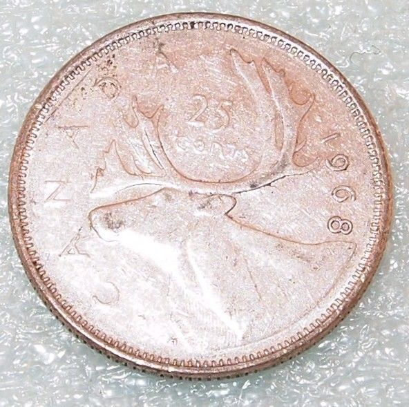 1968 Canada Canadian Quarter 25 CENT SILVER COIN  
