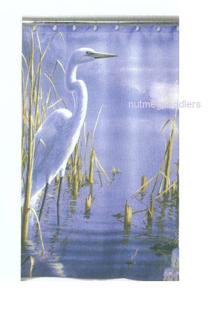 NEW Foggy Morning Egret Hautman Fabric Shower Curtain  